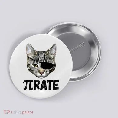 Pi Day Funny Cat Pirate Button