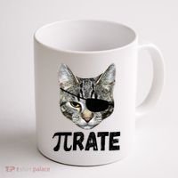 Pi Day Funny Cat Pirate Coffee Mug thumb 1