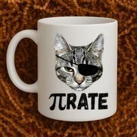 Pi Day Funny Cat Pirate Coffee Mug thumb 2