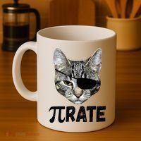 Pi Day Funny Cat Pirate Coffee Mug thumb 4
