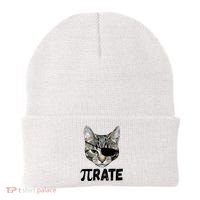 Pi Day Funny Cat Pirate Beanie thumb 0