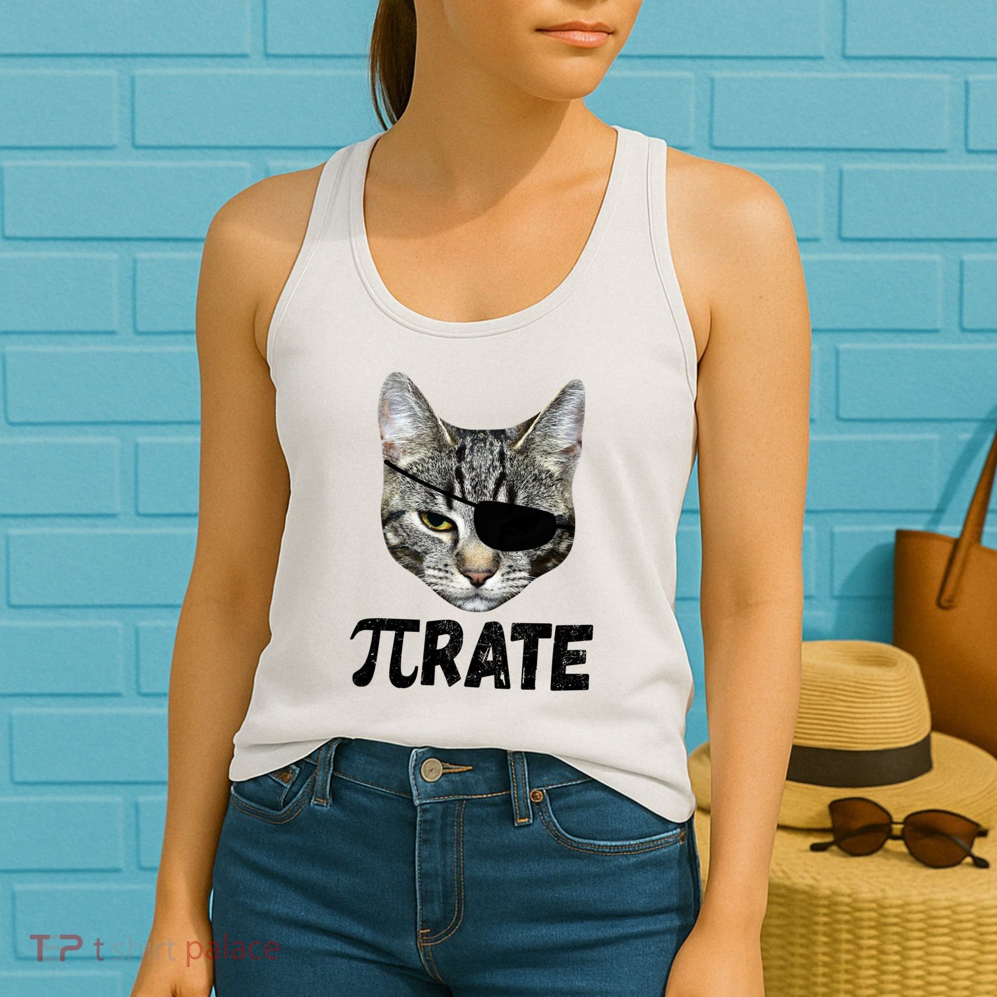 Pi Day Funny Cat Pirate Women's Tank Top