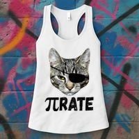 Pi Day Funny Cat Pirate Women's Tank Top thumb 3