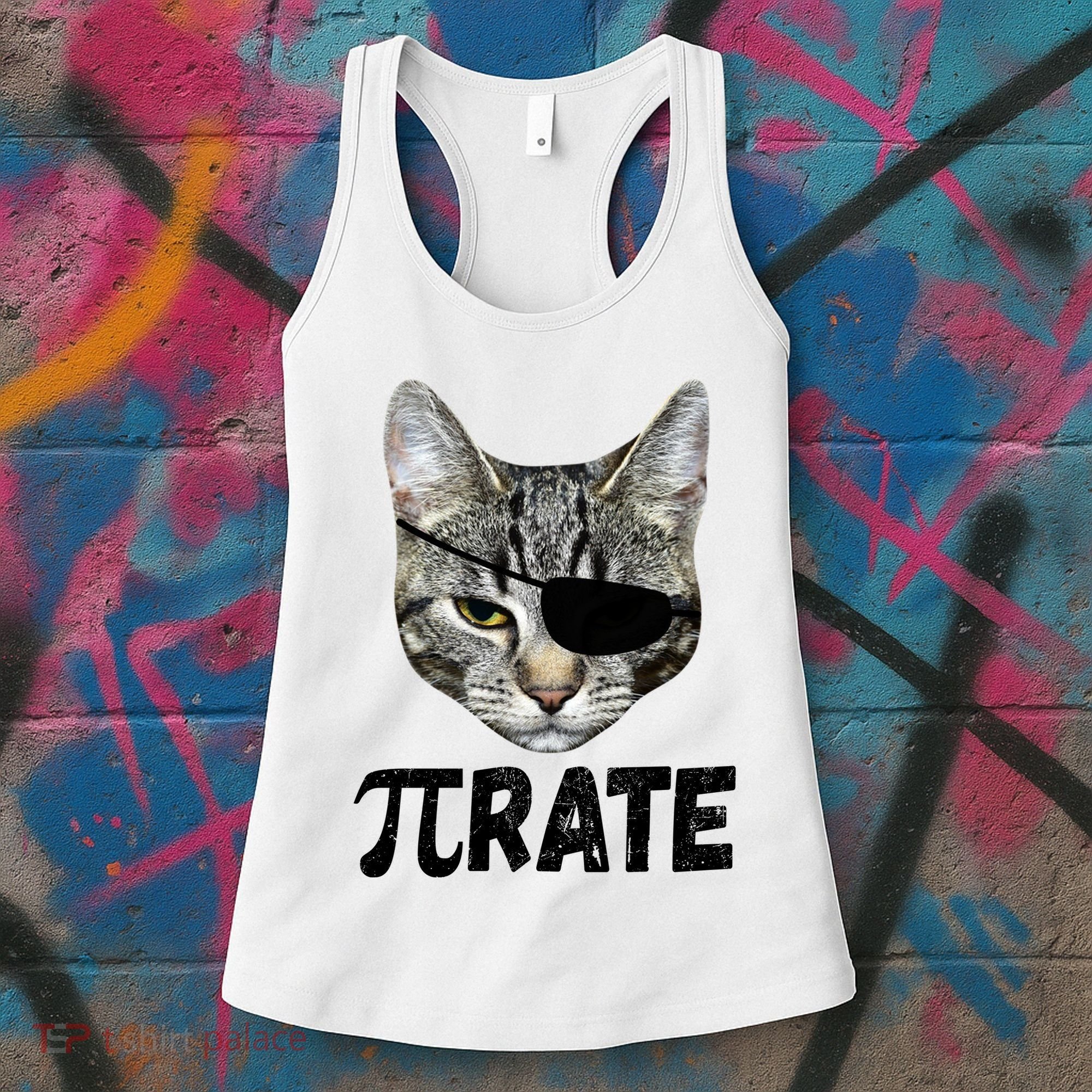 Pi Day Funny Cat Pirate Women's Tank Top