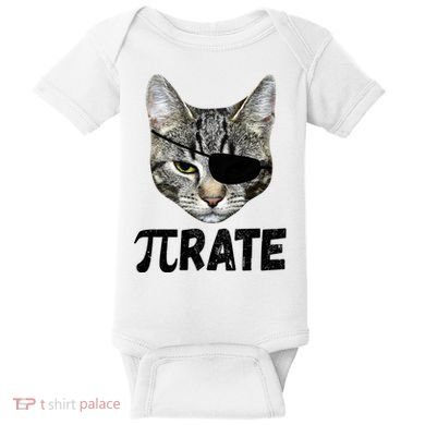 Pi Day Funny Cat Pirate Baby Bodysuit