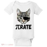 Pi Day Funny Cat Pirate Baby Bodysuit thumb 0
