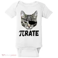 Pi Day Funny Cat Pirate Baby Bodysuit thumb 0