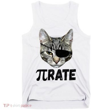 Pi Day Funny Cat Pirate Tank Top