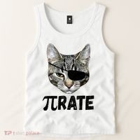 Pi Day Funny Cat Pirate Tank Top thumb 2