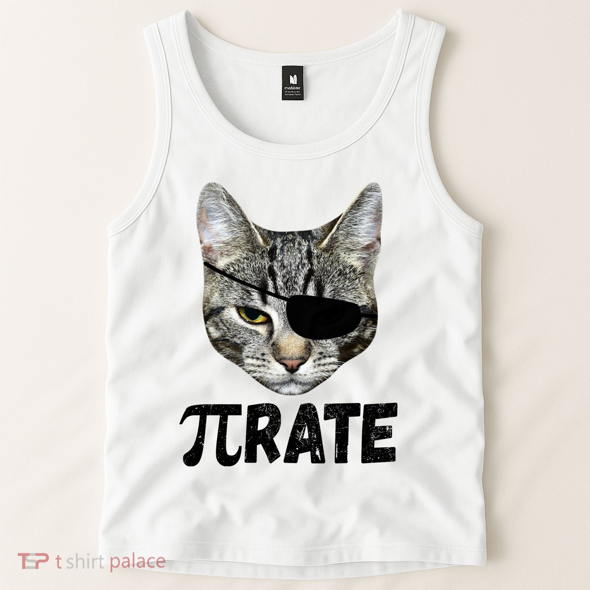 Pi Day Funny Cat Pirate Tank Top