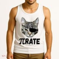 Pi Day Funny Cat Pirate Tank Top thumb 3