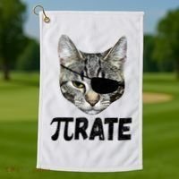 Pi Day Funny Cat Pirate Golf Towel thumb 1