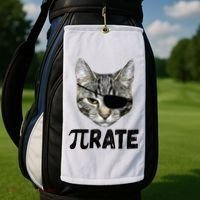 Pi Day Funny Cat Pirate Golf Towel thumb 2