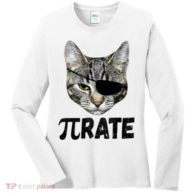 Pi Day Funny Cat Pirate Women's Long Sleeve Shirt