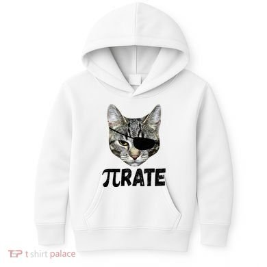 Pi Day Funny Cat Pirate Kids Hoodie