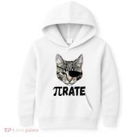 Pi Day Funny Cat Pirate Kids Hoodie thumb 0