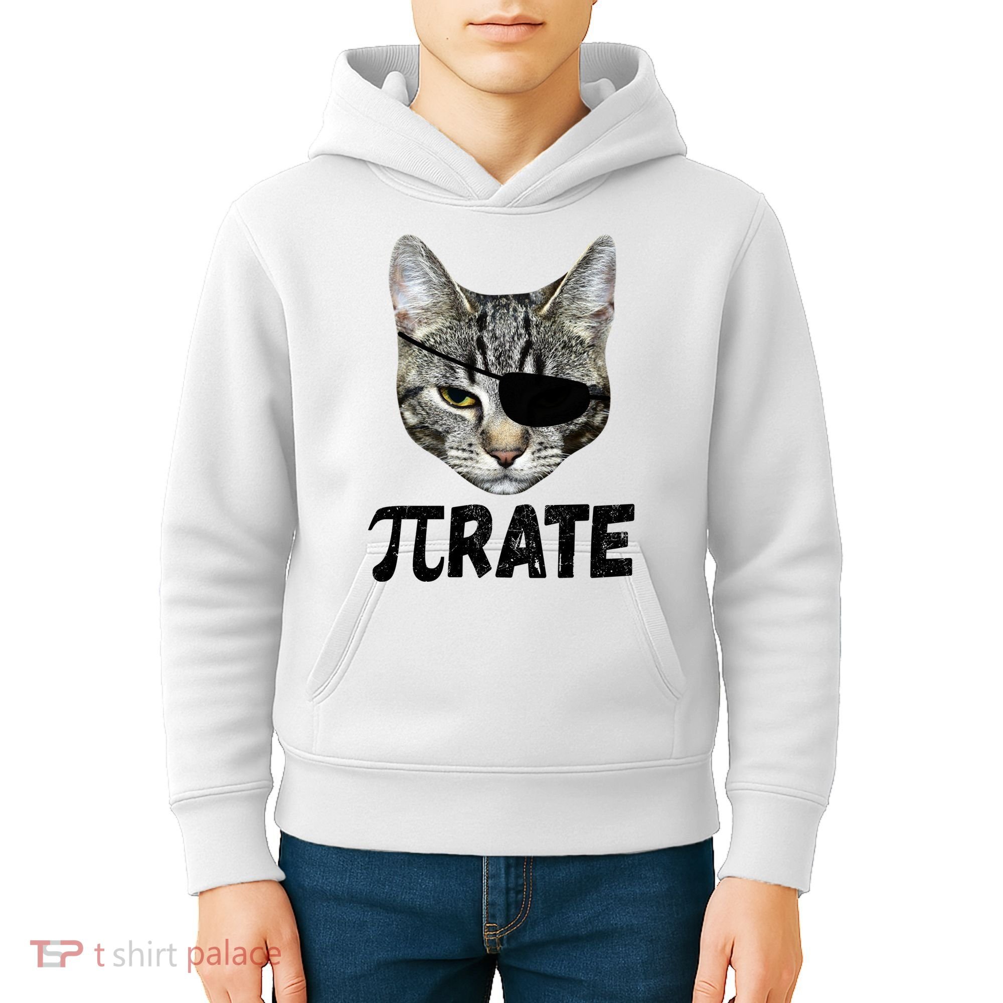 Pi Day Funny Cat Pirate Kids Hoodie