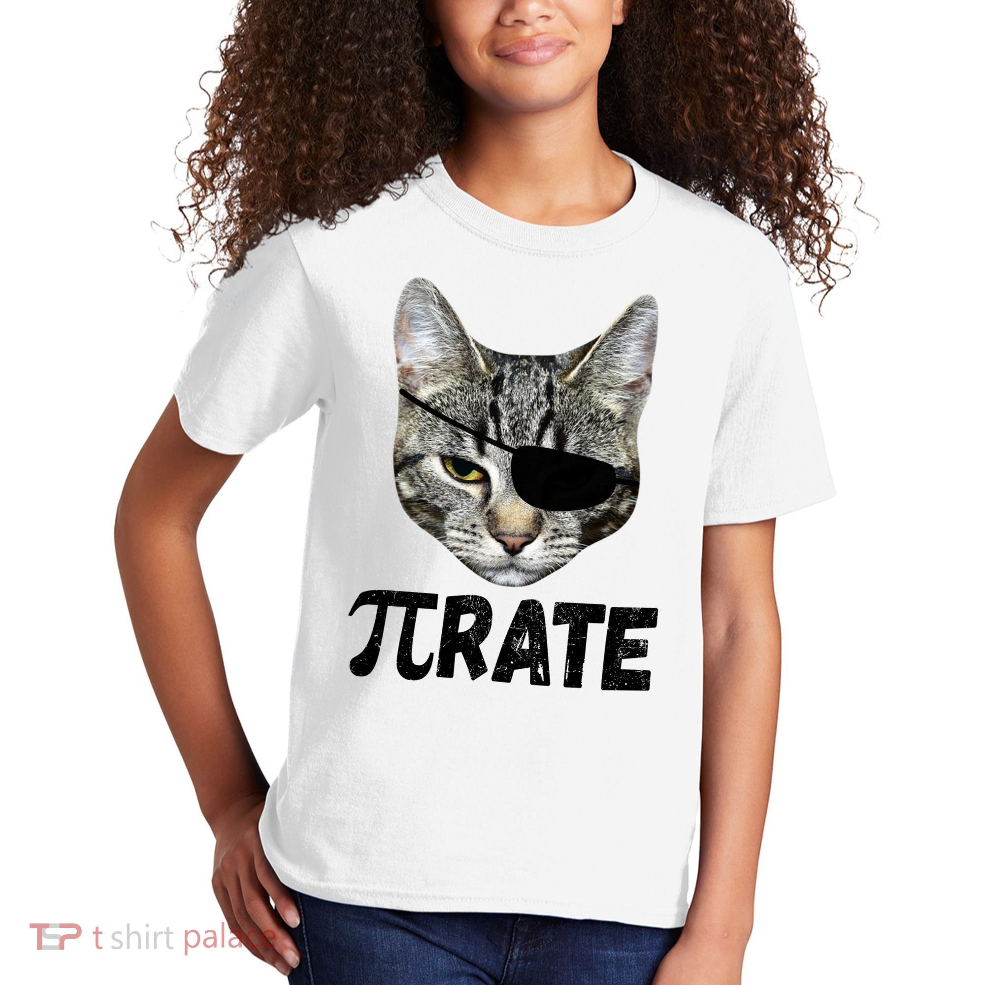 Pi Day Funny Cat Pirate Kids T-Shirt