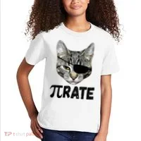 Pi Day Funny Cat Pirate Kids T-Shirt thumb 2