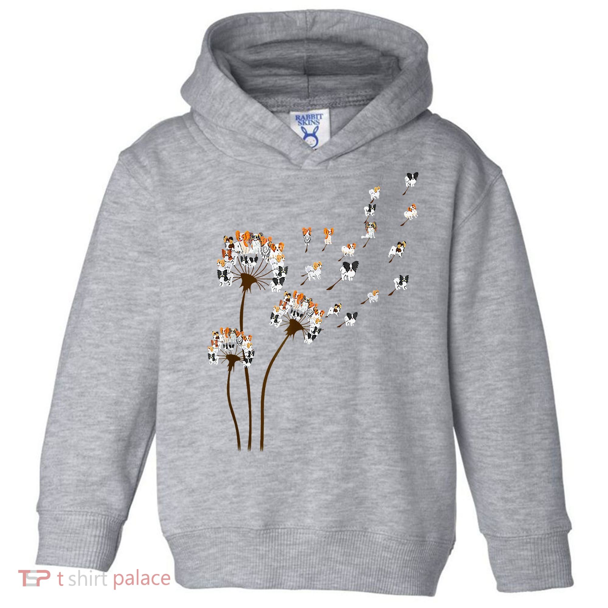 Papillon Dogs Flower Fly Dandelion Dog Mama Dog Lover Toddler Hoodie