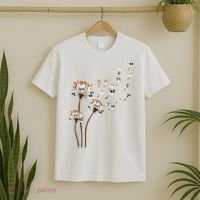 Papillon Dogs Flower Fly Dandelion Dog Mama Dog Lover T-Shirt thumb 2
