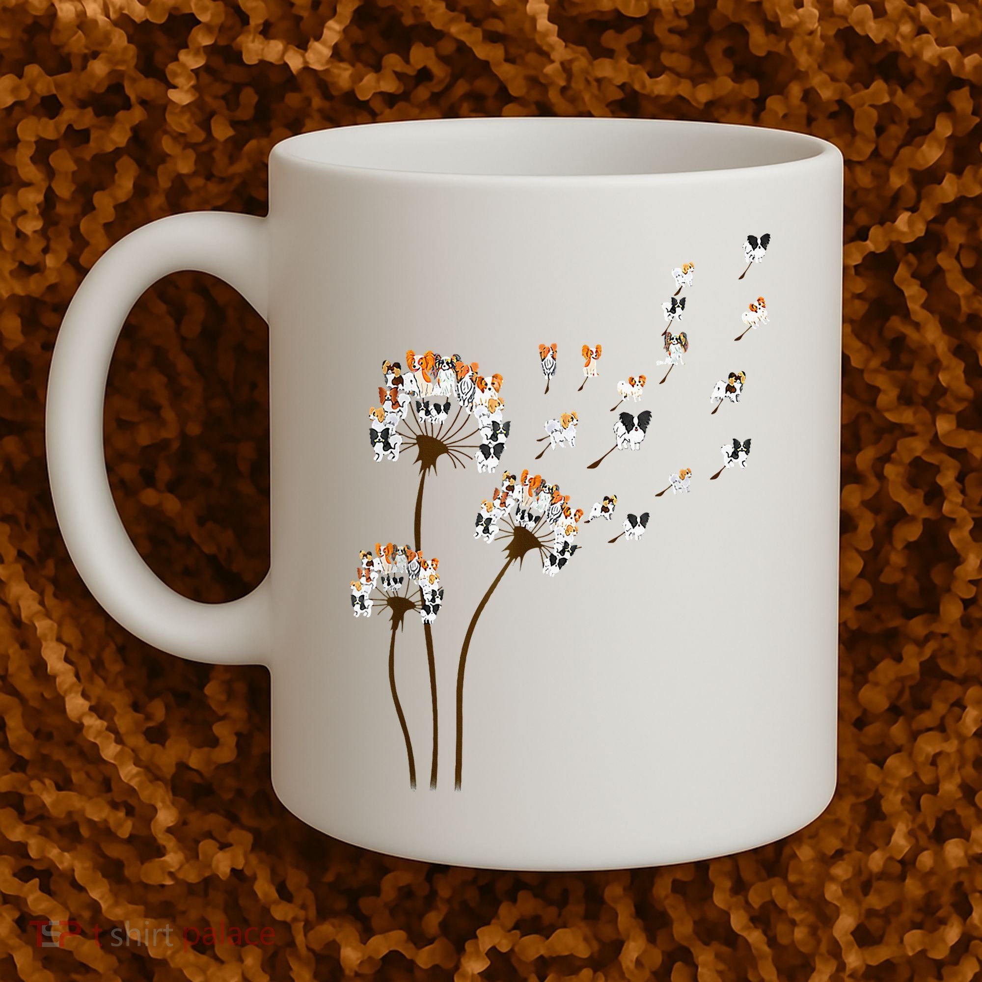 Papillon Dogs Flower Fly Dandelion Dog Mama Dog Lover Coffee Mug