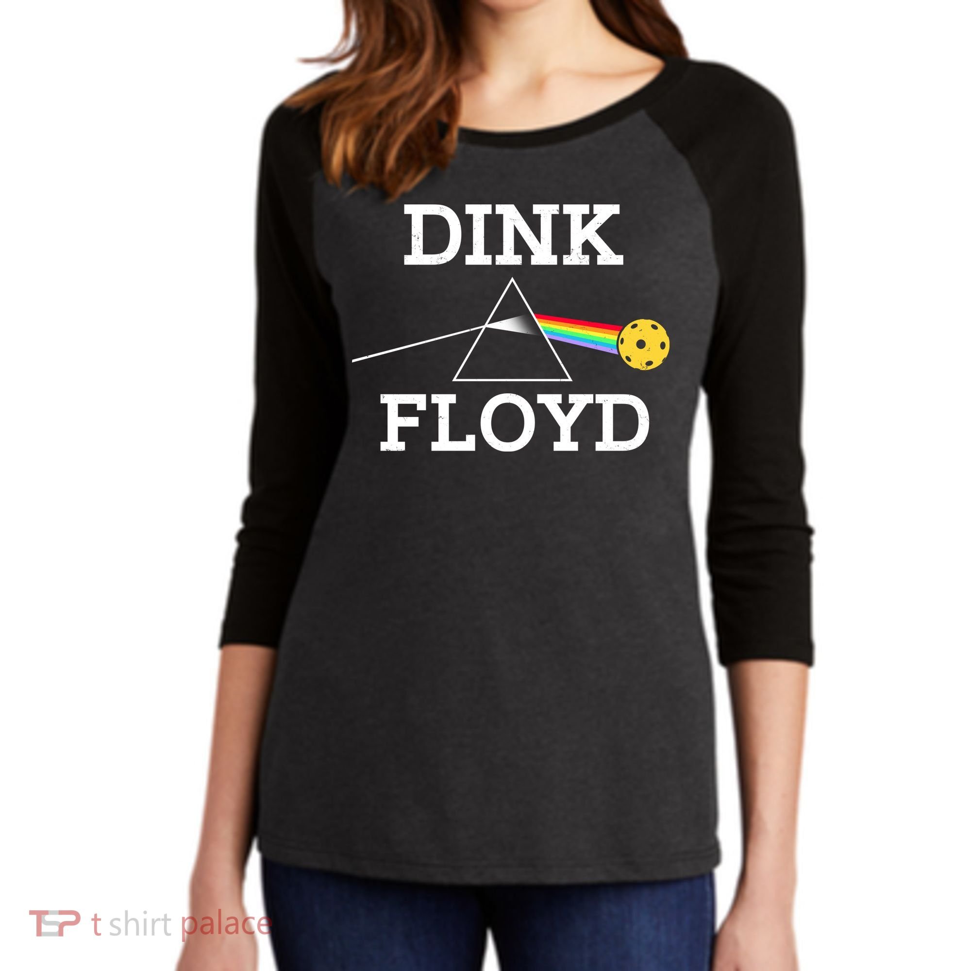 Pickleball Dink Floyd Women's Tri-Blend 3/4-Sleeve Raglan Shirt