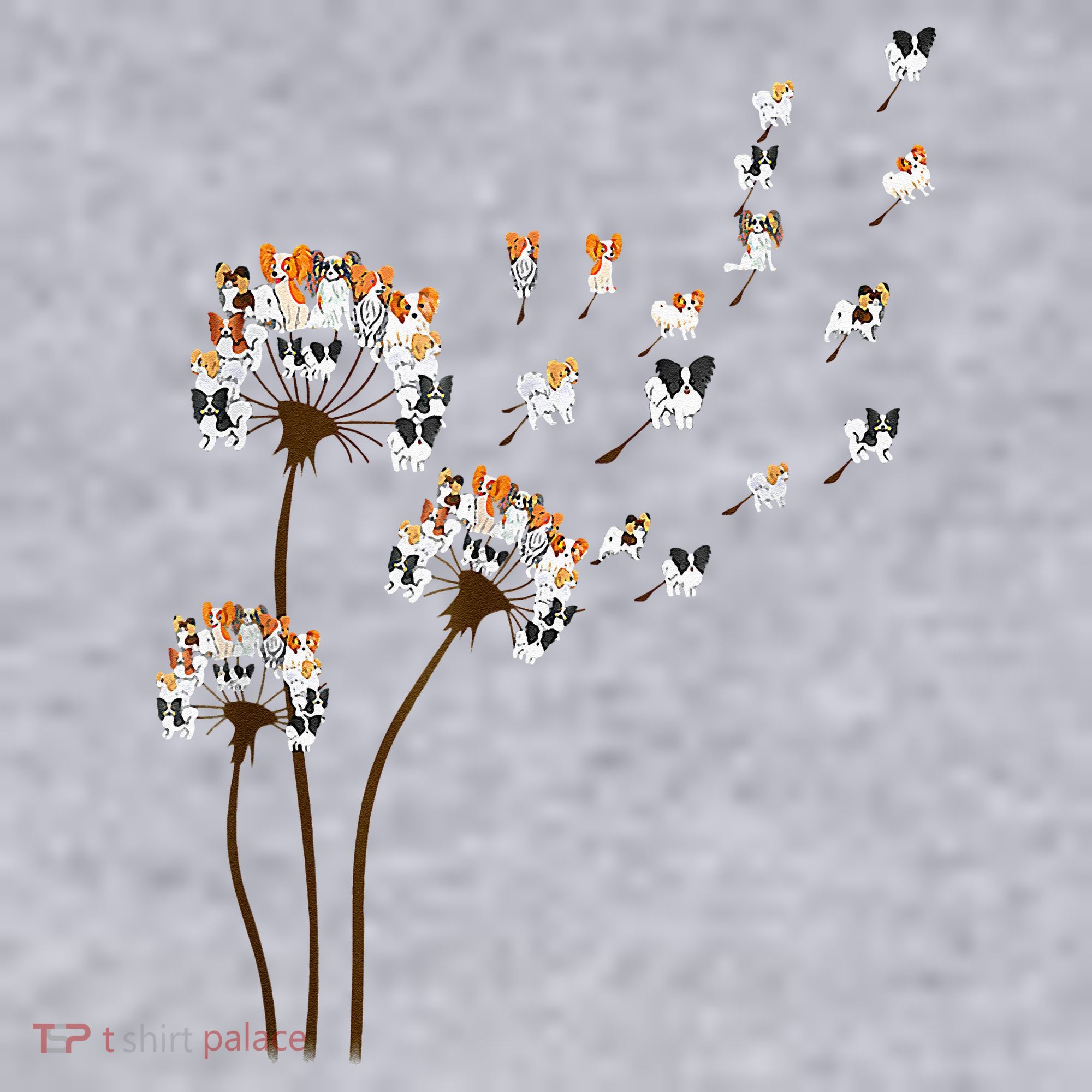Papillon Dogs Flower Fly Dandelion Dog Mama Dog Lover Women's Sweatshirt