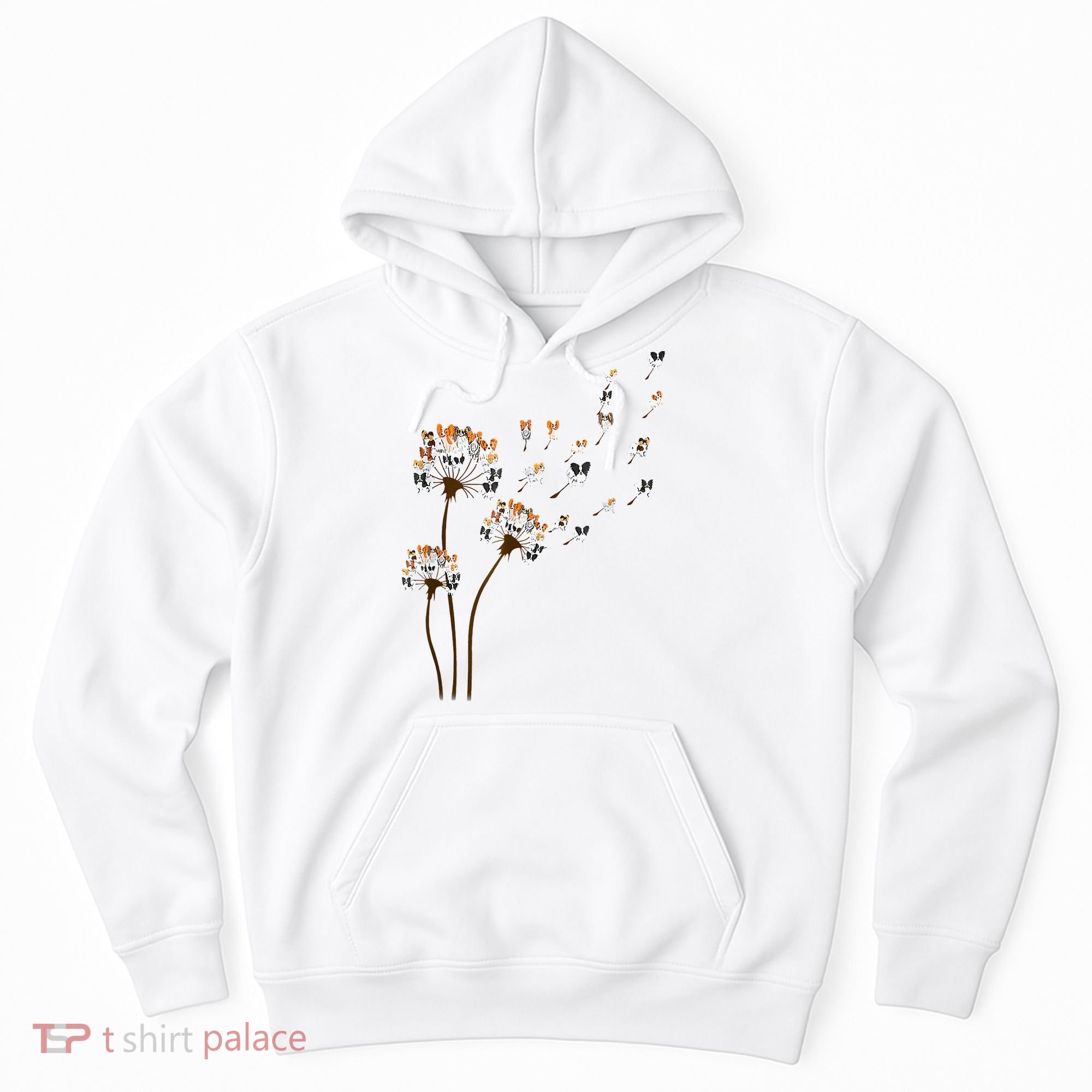 Papillon Dogs Flower Fly Dandelion Dog Mama Dog Lover Hoodie