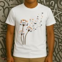 Papillon Dogs Flower Fly Dandelion Dog Mama Dog Lover T-Shirt thumb 3