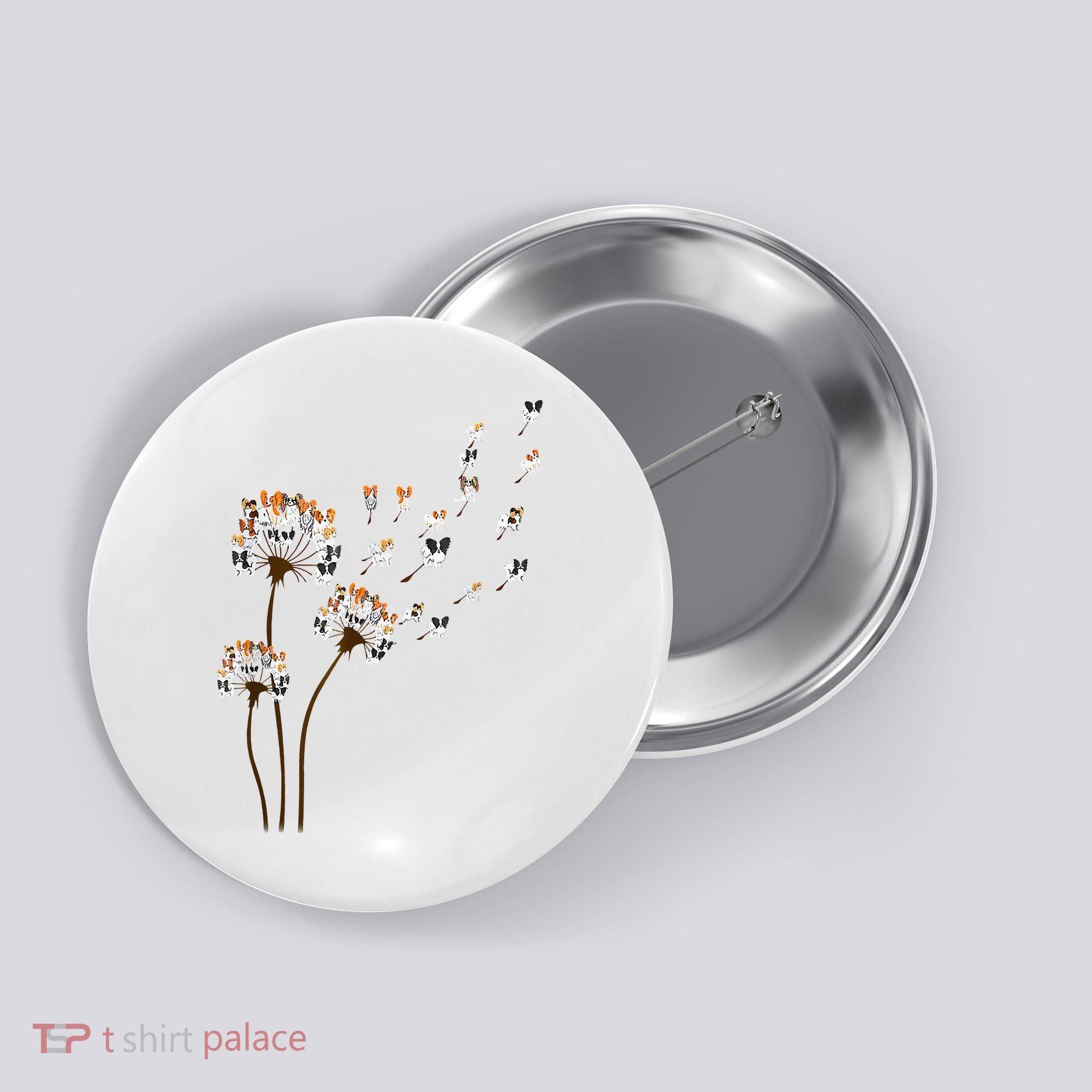 Papillon Dogs Flower Fly Dandelion Dog Mama Dog Lover Button