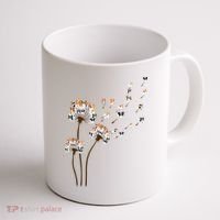 Papillon Dogs Flower Fly Dandelion Dog Mama Dog Lover Coffee Mug thumb 1
