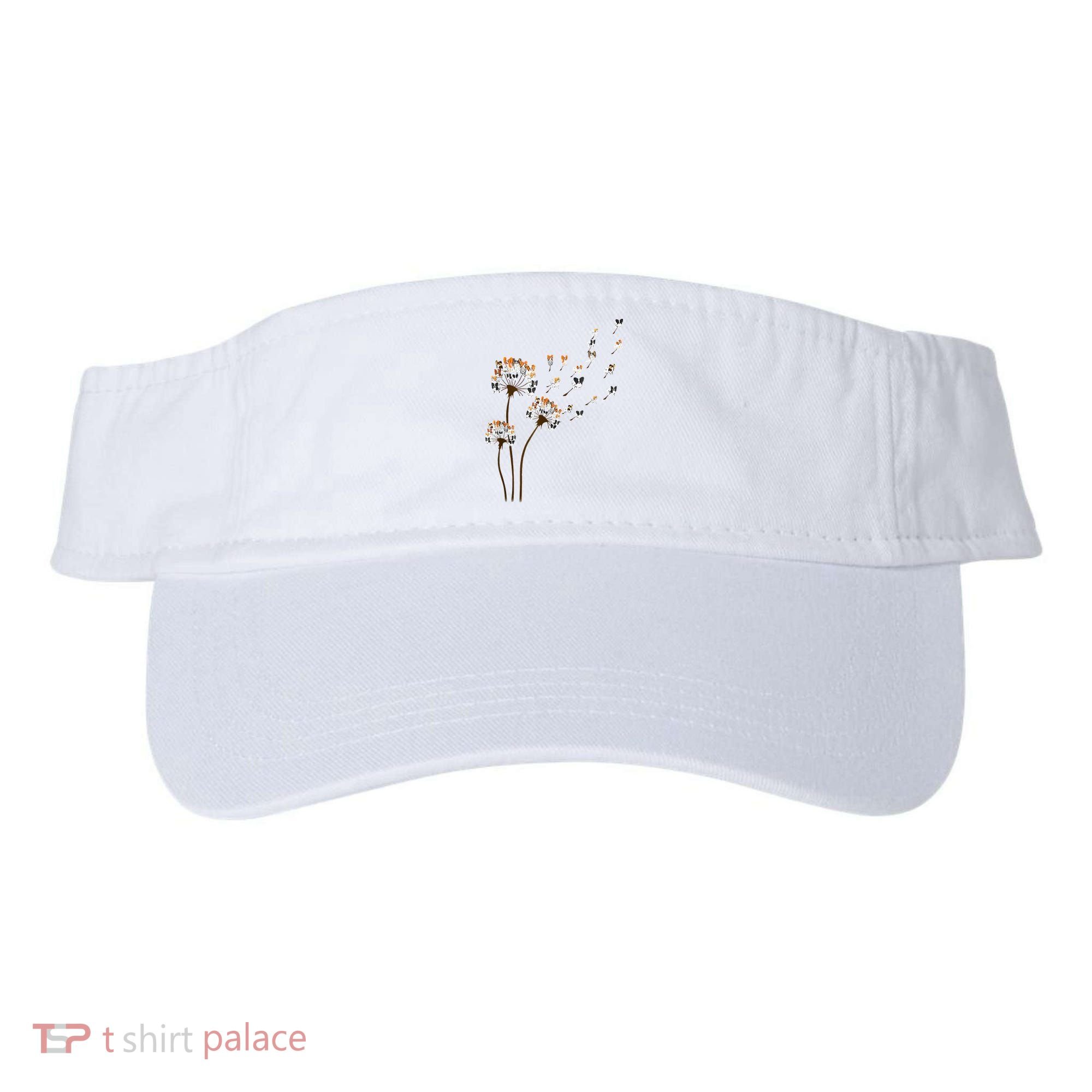 Papillon Dogs Flower Fly Dandelion Dog Mama Dog Lover Visor