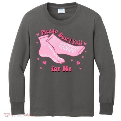 Please Dont Fall For Me Funny Nurse Valentine Kids Long Sleeve Shirt