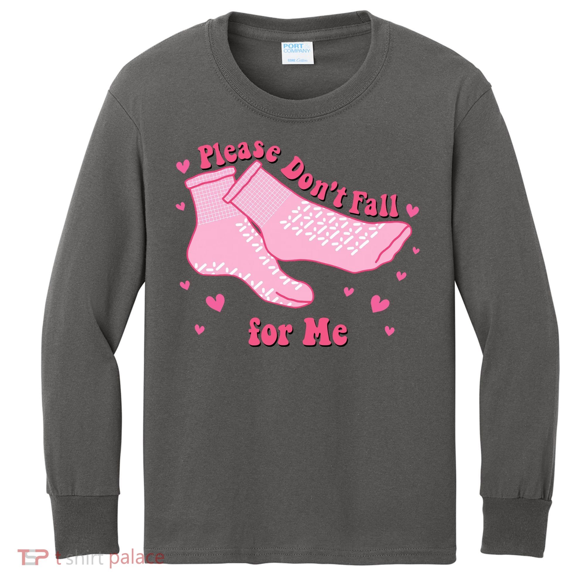 Please Dont Fall For Me Funny Nurse Valentine Kids Long Sleeve Shirt