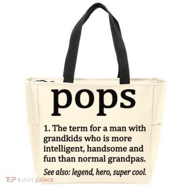 Pops Definition Funny Pops Grandpa Tote Bag