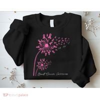 Pink Dandelion Faith Hope Love Breast Cancer Awareness Sweatshirt thumb 2