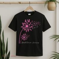Pink Dandelion Faith Hope Love Breast Cancer Awareness T-Shirt thumb 2