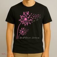 Pink Dandelion Faith Hope Love Breast Cancer Awareness T-Shirt thumb 3