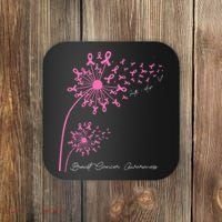 Pink Dandelion Faith Hope Love Breast Cancer Awareness Coaster thumb 0