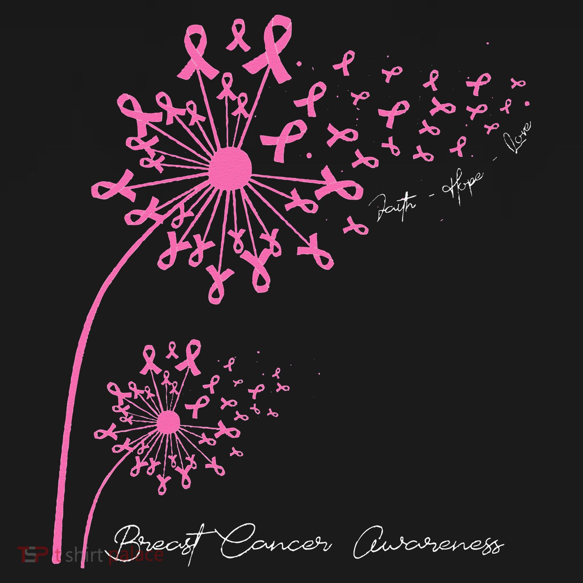 Pink Dandelion Faith Hope Love Breast Cancer Awareness Women's Hoodie