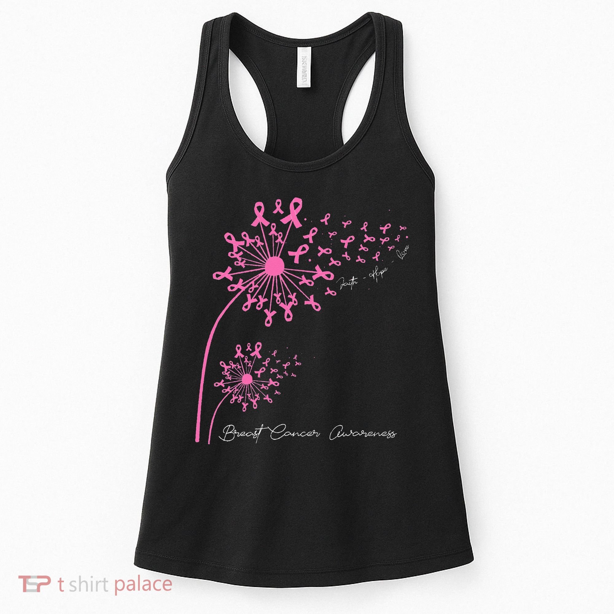 Pink Dandelion Faith Hope Love Breast Cancer Awareness Women's Tank Top