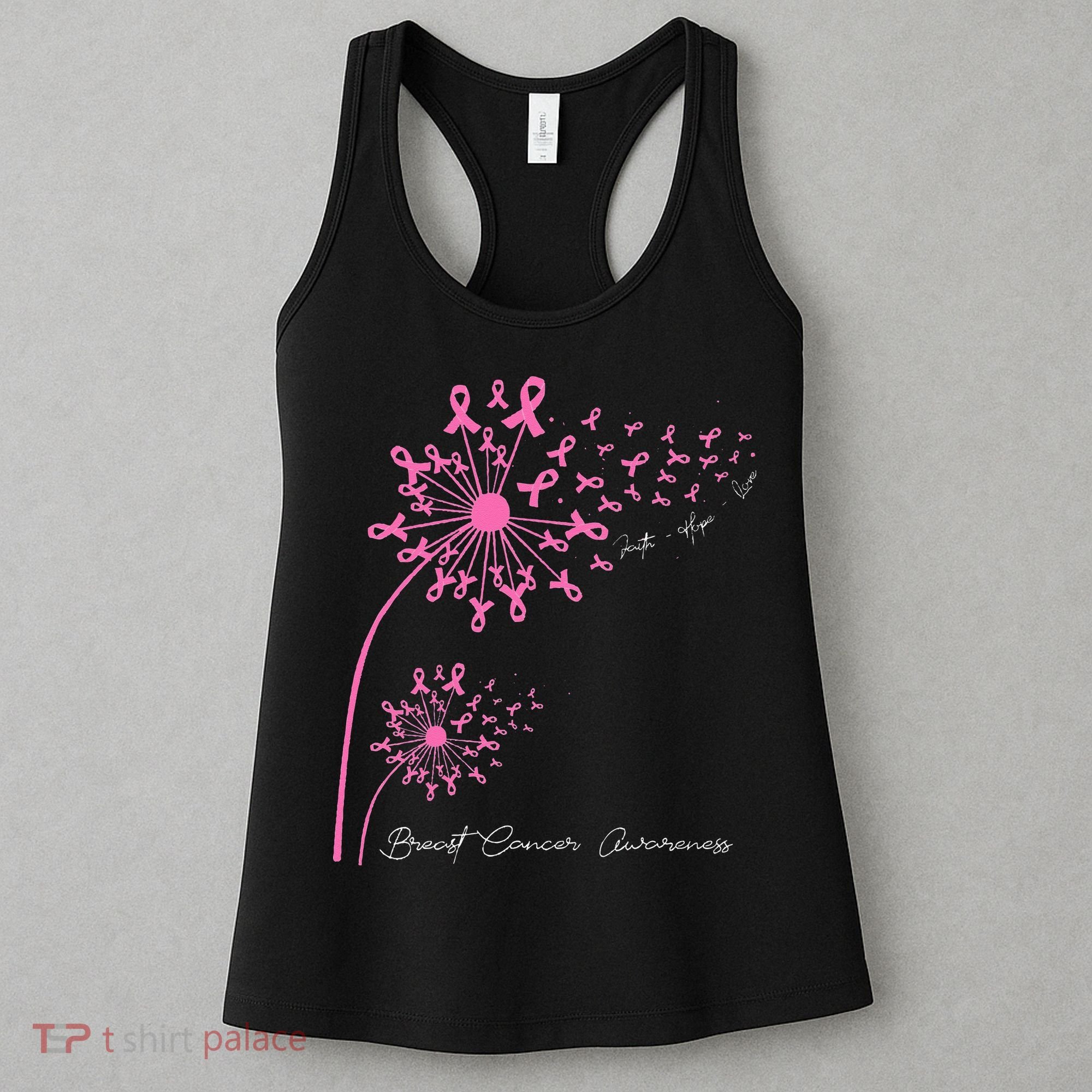 Pink Dandelion Faith Hope Love Breast Cancer Awareness Women's Tank Top