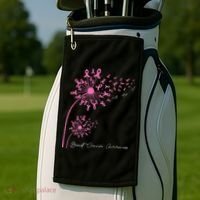 Pink Dandelion Faith Hope Love Breast Cancer Awareness Golf Towel thumb 2