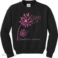 Pink Dandelion Faith Hope Love Breast Cancer Awareness Kids Sweatshirt thumb 0