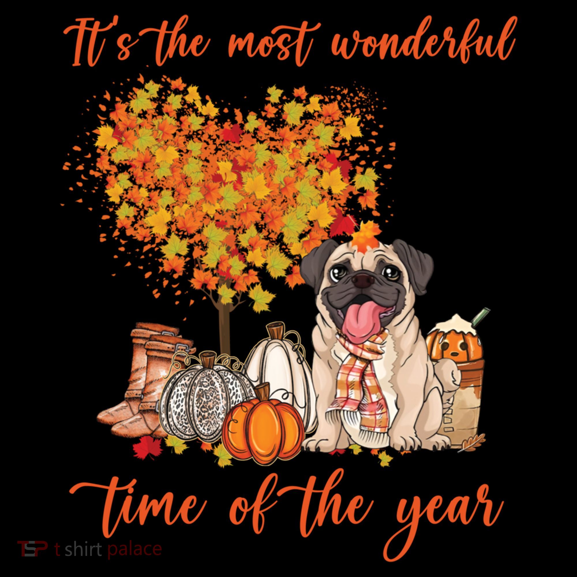 Pug Dog Fall Thanksgiving Most Wonderful Time Of The Year Gift Coffee Mug