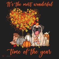 Pug Dog Fall Thanksgiving Most Wonderful Time Of The Year Gift Beanie thumb 2