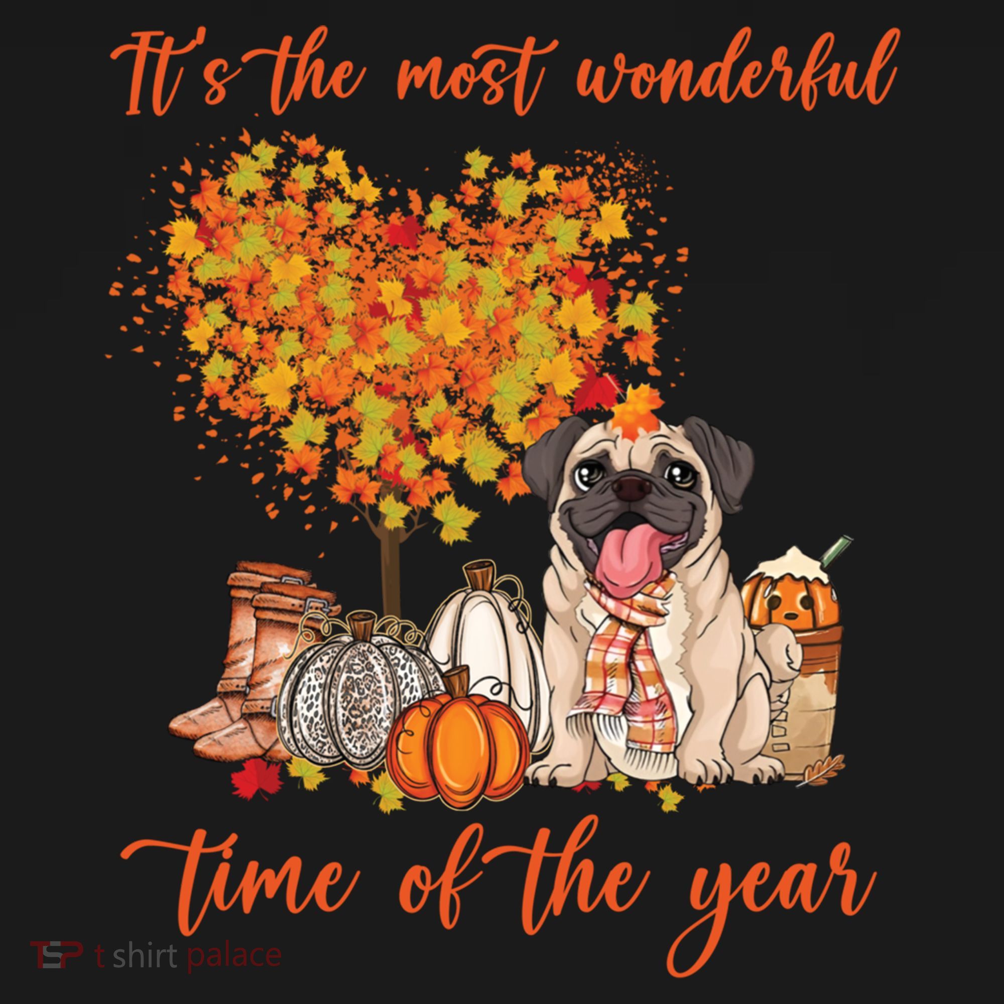 Pug Dog Fall Thanksgiving Most Wonderful Time Of The Year Gift Women's Hoodie