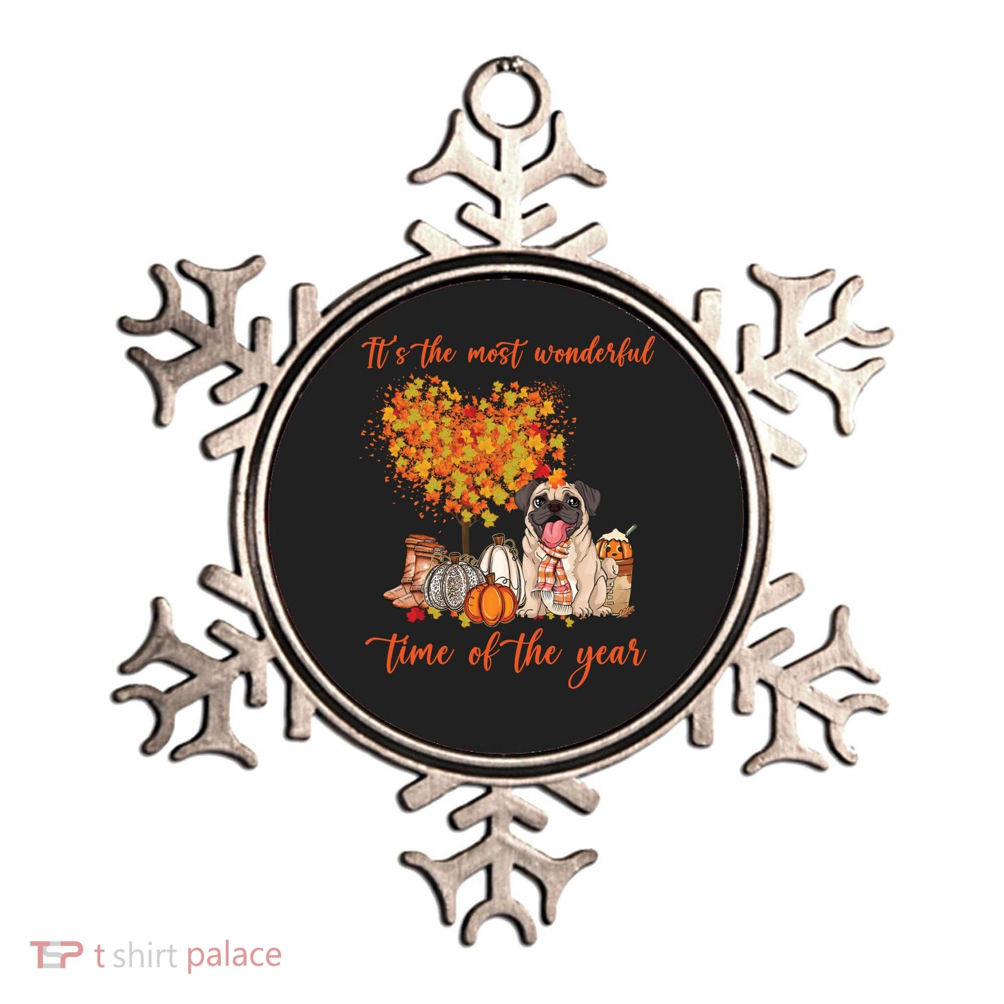 Pug Dog Fall Thanksgiving Most Wonderful Time Of The Year Gift Ornament