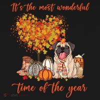Pug Dog Fall Thanksgiving Most Wonderful Time Of The Year Gift Ornament thumb 1